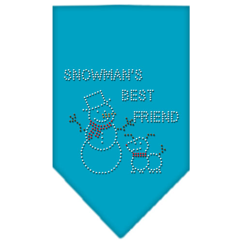 Snowman's Best Friend Rhinestone Bandana Turquoise Small